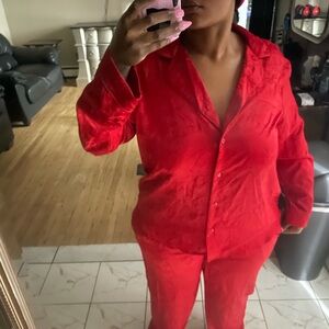 Elegant Red Women's Pajama Set